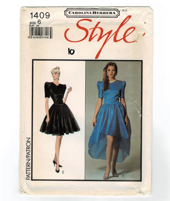 Style 1409 1980s Carolina Herrera Evening Dress Sewing Pattern UNCUT Size 6  - Etsy