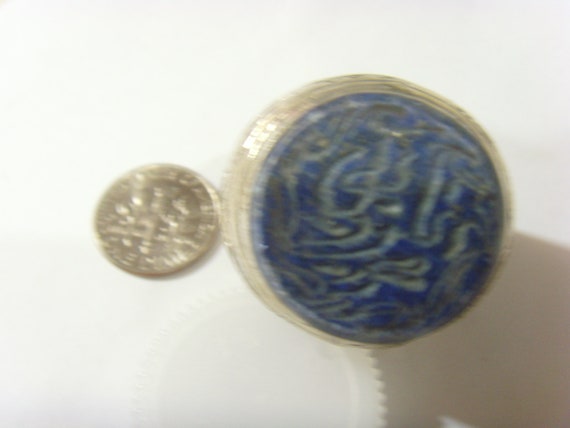 turkmen tribal silver Lapis lazuli engraved intag… - image 3