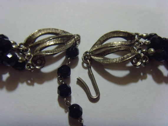 antique faceted jet black glass funeral beads mou… - image 4