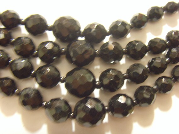 antique faceted jet black glass funeral beads mou… - image 6