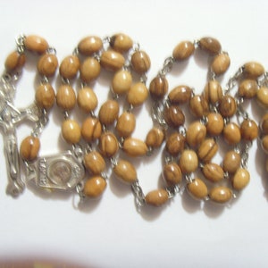 antique catholic rosary olive wood beads holy land Jerusalem Terra earth crucifix et2183