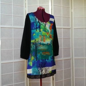 Kurzes Kleid, lange Tunika, lose und fließende Tunika, lange Ärmel, Herbstfarben Bild 1