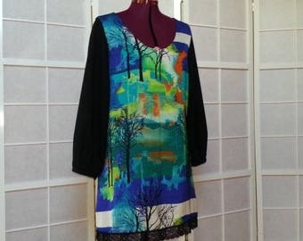 Short dress, long tunic, loose and flowing tunic, long sleeves, autumn colors