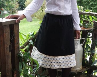 Ample trapeze elastic waist skirt, cotton skirt or black velvet (cloth of choice), floral skirt, dress skirt