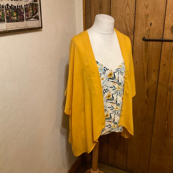 Gilet, Veste kimono femme en viscose jaune