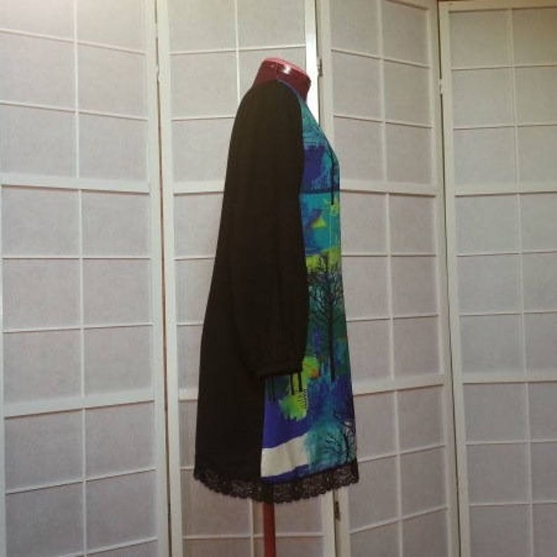 Kurzes Kleid, lange Tunika, lose und fließende Tunika, lange Ärmel, Herbstfarben Bild 2