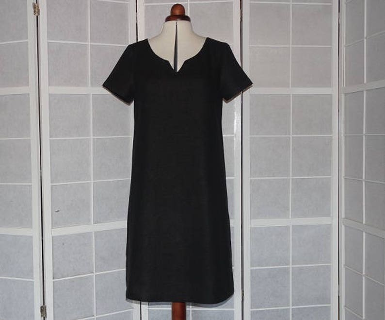 black linen a line dress