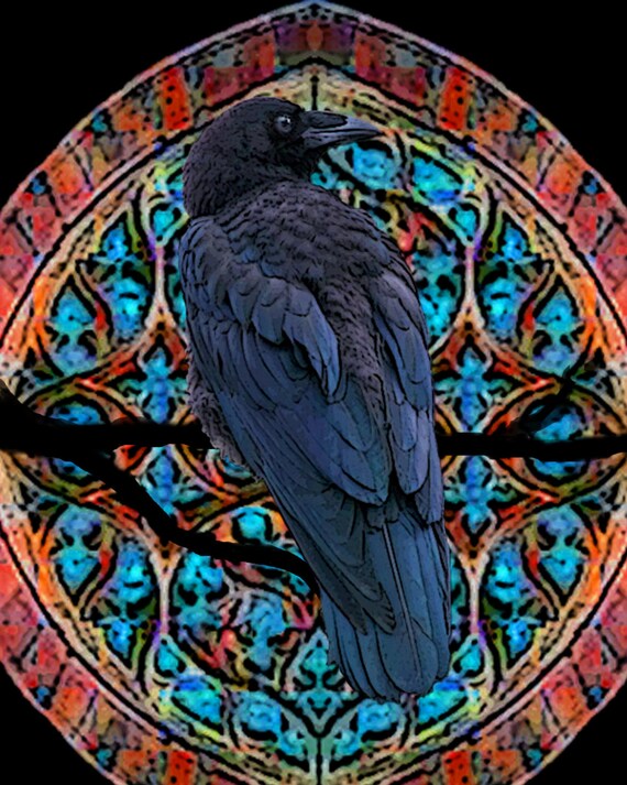 Stained Glass Raven Etsy