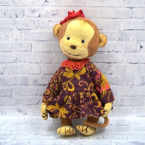 Interior decor, vintage plush monkey, original handmade gift.