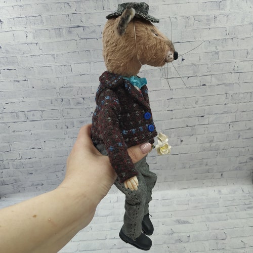 Interior shops decor - mouse gentleman interior toy original handmade gift.