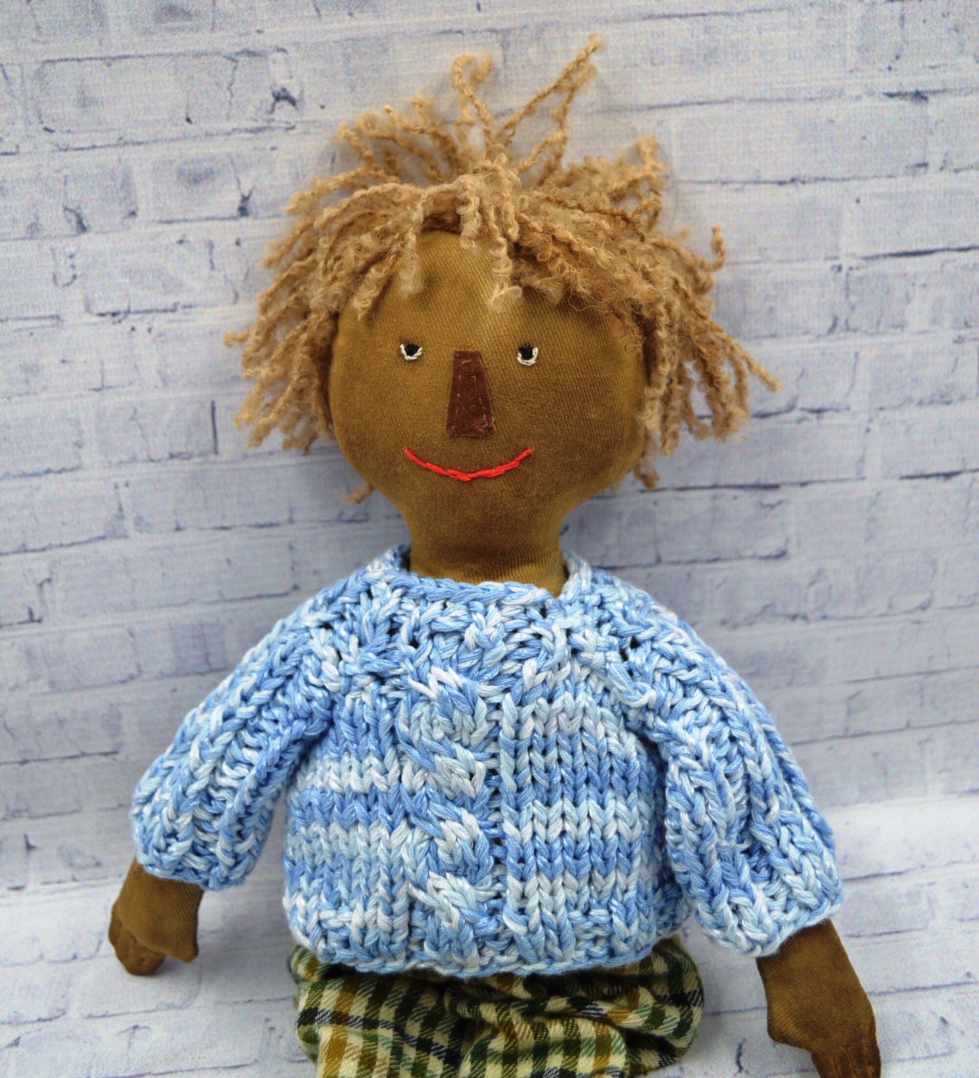 Primitive textile doll Raggedy Ann boy original handmade gift
