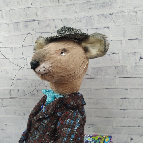 Interior shops decor - mouse gentleman interior toy original handmade gift.