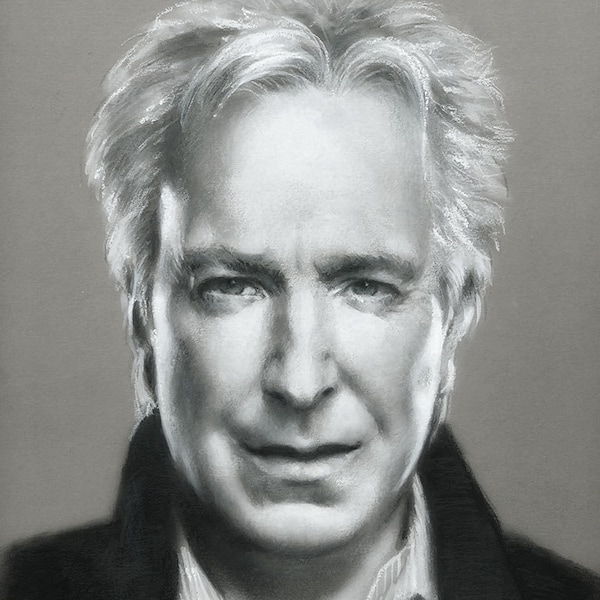 Alan Rickman, charcoal drawing