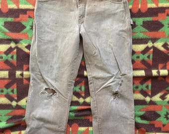 Vintage Dickies Light Brown Duck Canvas Denim Carpenter Work Pants 32x32