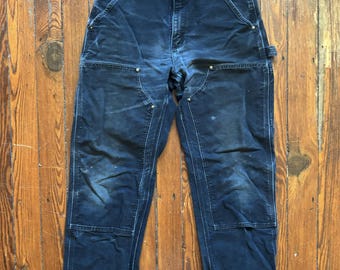 Vintage Carhartt Double Knee Pants Duck 1990s Black Denim 31x30