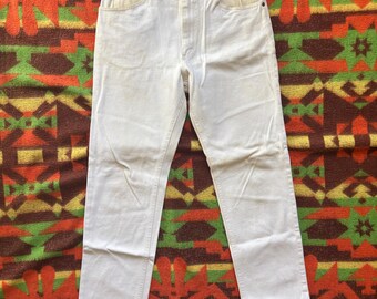 Vintage Lee Rider White Denim Pants 31X30