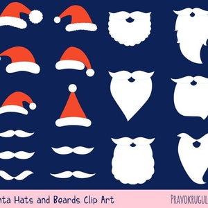 Santa Hut und Bart Clipart-set, Santa Hut ClipArt, digitale Weihnachtsmann Schnurrbärte, Weihnachten digital Photo Booth Requisiten Partei Urlaub png