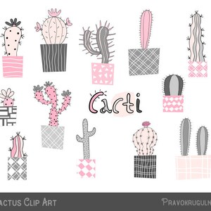 Topfpflanzen ClipArt, niedlich saftig Clipart, niedliche Kakteen Clipart Zimmerpflanze, Wüste Clipart geometrische, von Hand gezeichnete Kaktus Clipart doodle