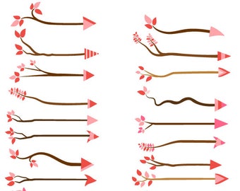 Cute love arrow clipart set, Valentine day arrow, Unique tree branch arrow clip art, Tribal arrow clipart, nature, natural, Wedding clipart