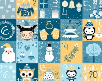 Digital Christmas countdown calendar, Cute diy Christmas advent calendar instant download, Kids advent numbers stickers clipart, printable
