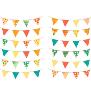 Colorful birthday bunting clip art, Baby shower banner clipart pennant triangle,  Summer party flags clipart, Holiday spring garland clipart
