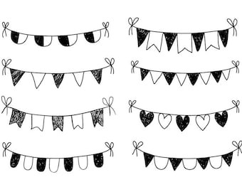 Love Bunting Clip Art Cute Valentine Bunting Clipart Pink Etsy