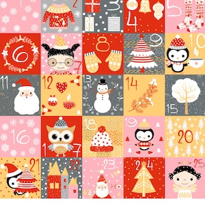 Afdrukbare komst kalender getallen, digitale Christmas countdown kalender, schattige diy komst kalender instant download December kerstkaarten