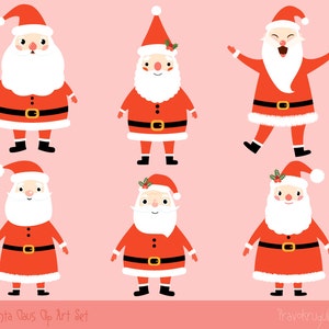 Santa Claus clipart, Kawaii Santa clip art set, Cute Santa clipart, Christmas clip art collection, Winter clip art graphic commercial use