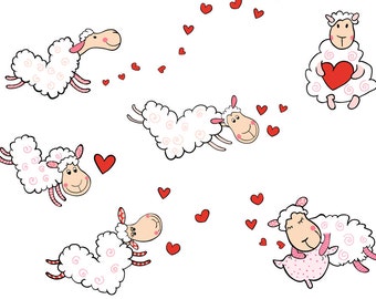 Cute sheep clipart, Love clip art, Heart shaped sheep baby shower clip art, Kawaii Valentine clipart, Digital sheep nursery animal graphic