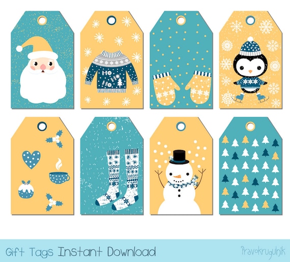 Cute Christmas Gift Tags Printable, Kawaii Digital Christmas Tags, Instant  Download Holiday Gift Tags, Christmas Labels Printable Favor Tags 