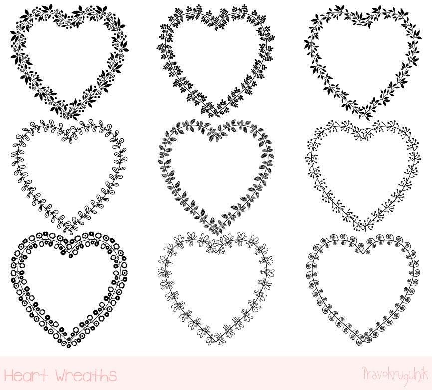 Schwarzen Rahmen Clipart Set Digitale Rahmensammlung Herz Etsy