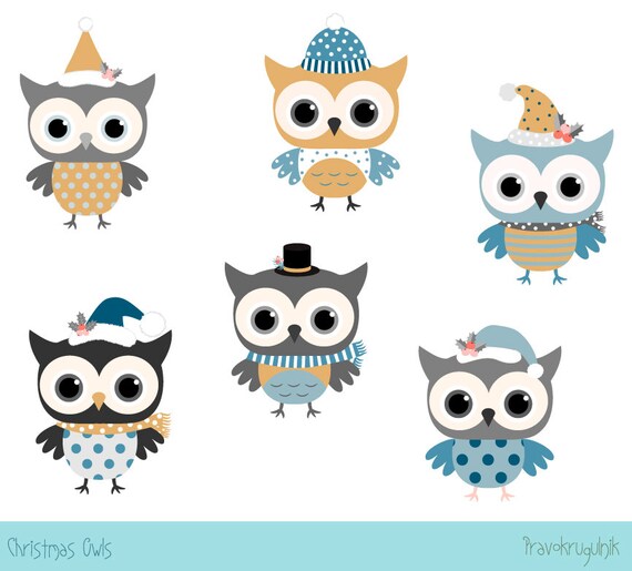 Susse Weihnachten Eule Clipart Kawaii Weihnachten Vogel Etsy