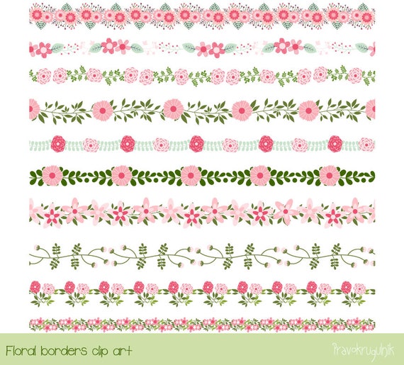 Rosa Blume Rahmen Clipart Susse Grenze Clipart Hochzeit Etsy