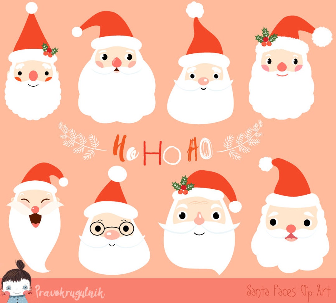 Cute Santa Clipart, Christmas Santa Clip Art, Santa Face Clipart