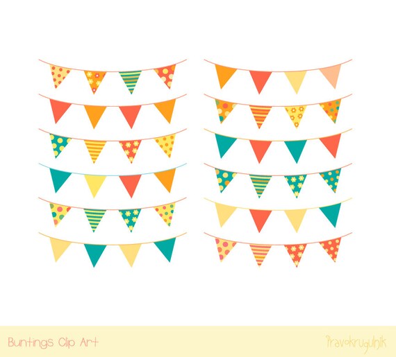 Colorful Birthday Bunting Clip Art Baby Shower Banner Clipart Etsy