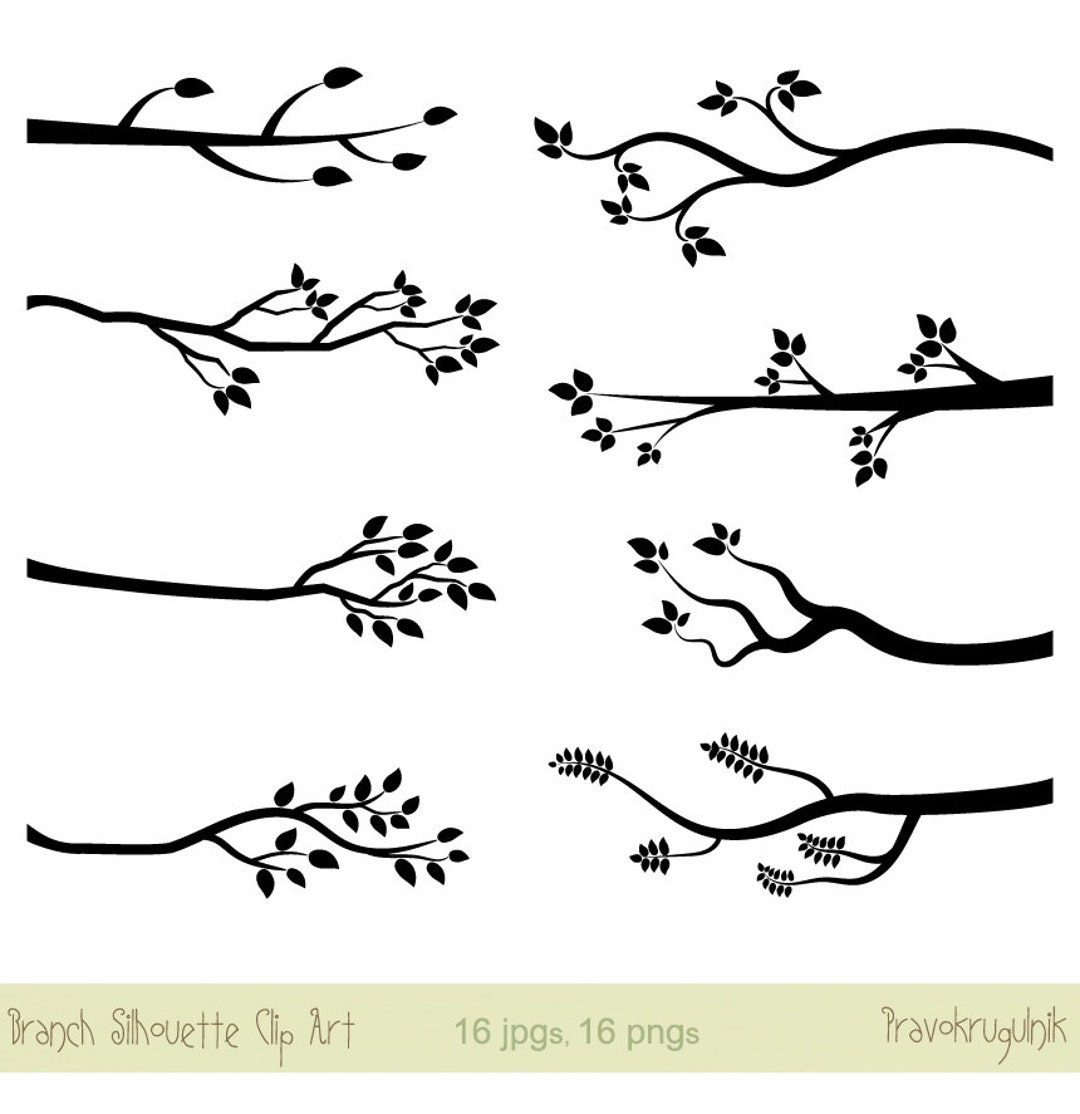 Black Branch Clip Art, Branch Silhouette Clipart, Tree Branch Clipart