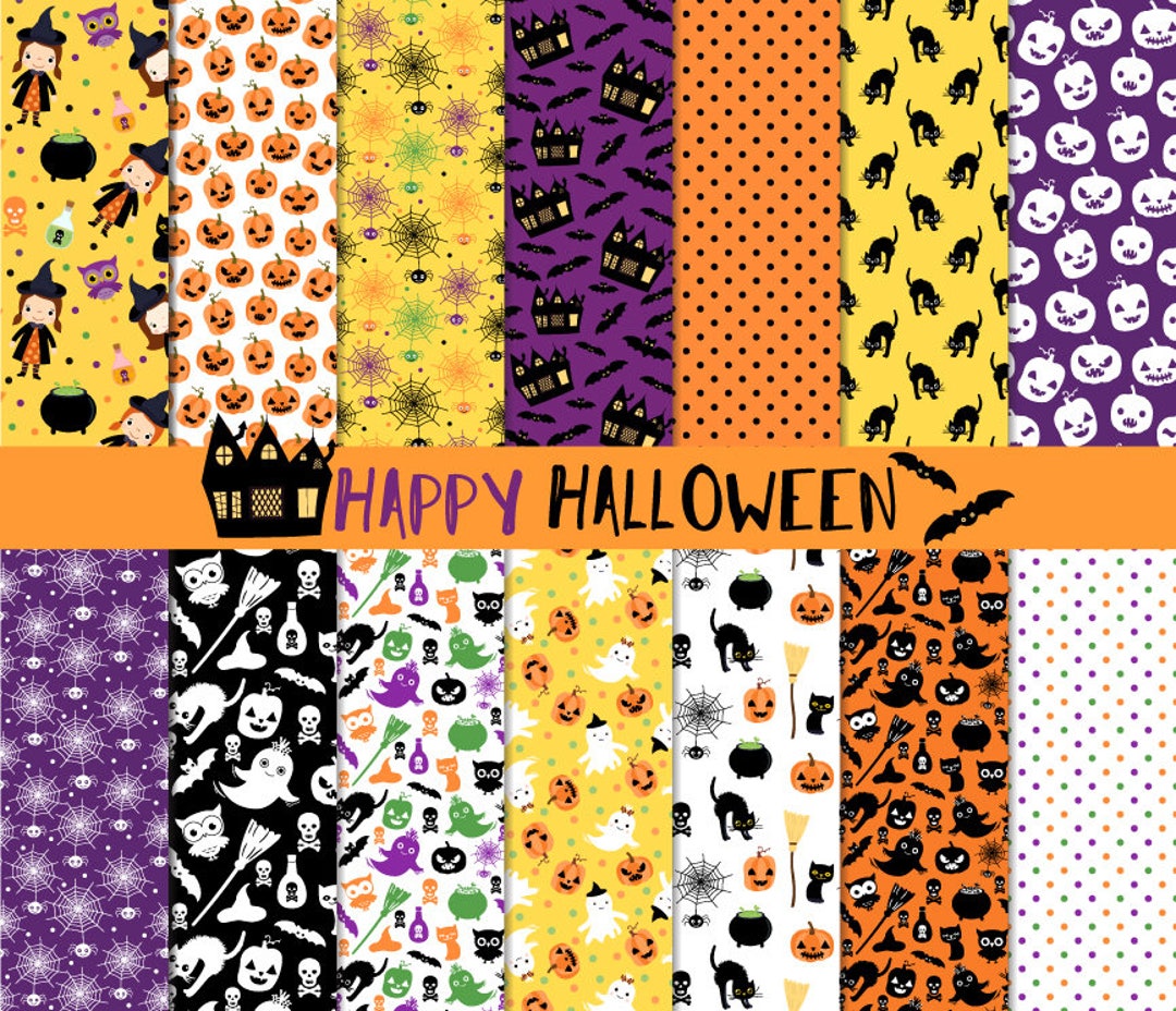 Halloween Digital Paper Pack Cute Halloween Background - Etsy