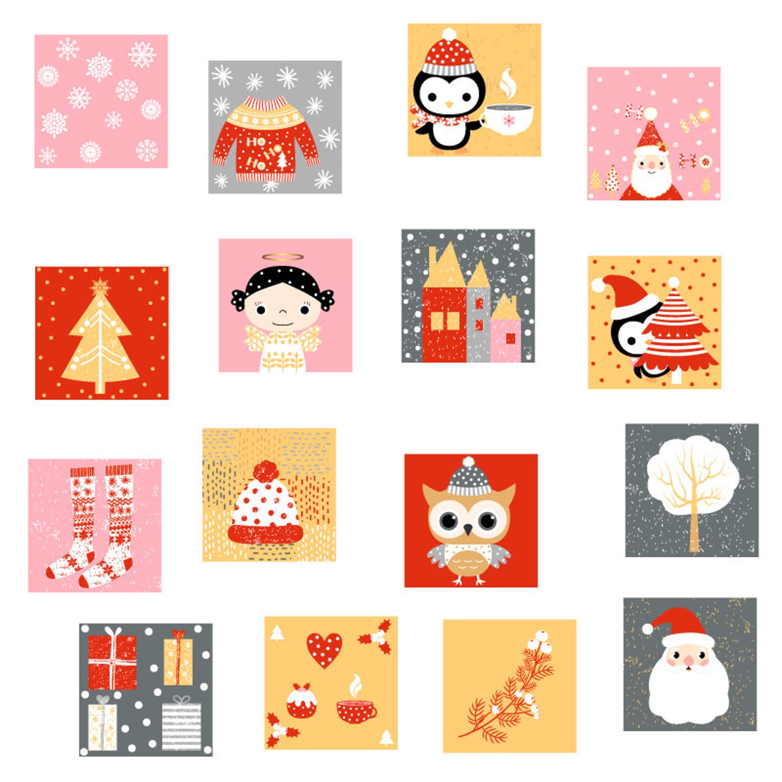 Printable Advent Calendar Numbers, Digital Christmas Countdown Calendar ...