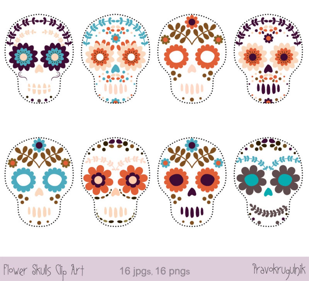 Clipart de calavera de azúcar blanco, imagen de clip cabeza del cráneo de  la flor, imagen del cráneo colorido, clipart del cráneo del azúcar  mexicano, ..., image size:1080x981