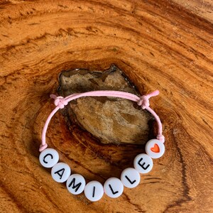 CUSTOMIZABLE unisex children's first name bracelet mounted on an adjustable cotton cord image 6