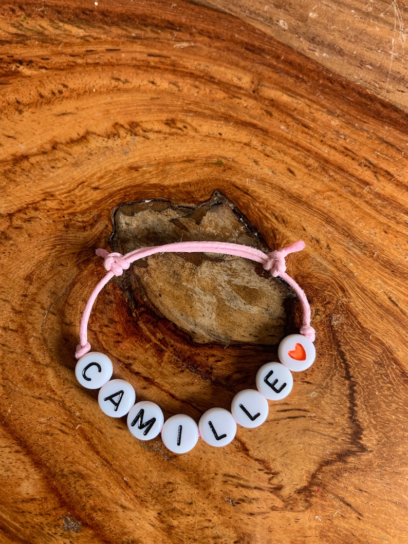 CUSTOMIZABLE unisex children's first name bracelet mounted on an adjustable cotton cord image 6