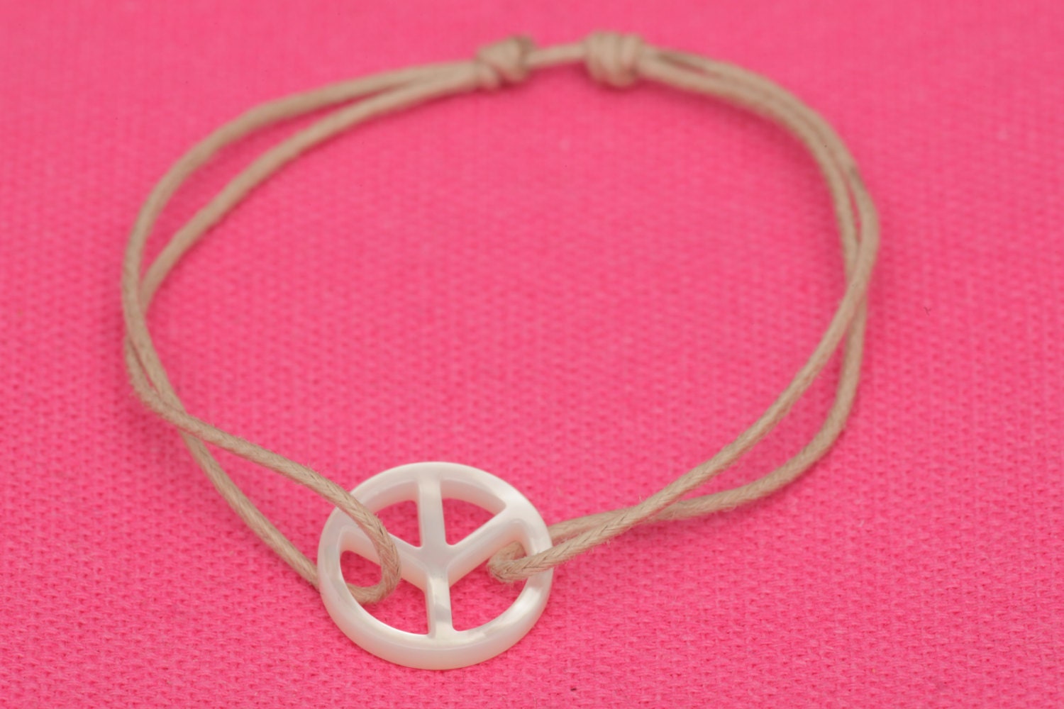 Bracelet Bois Cœur Peace And Love Rose, Neuf Sans Emballage, Fabriqué En France