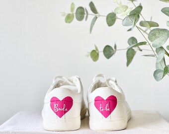 Pink Heart Print Personalised Bride to Be Hand-painted Custom bachelorette Shoes Hen Party Trainers