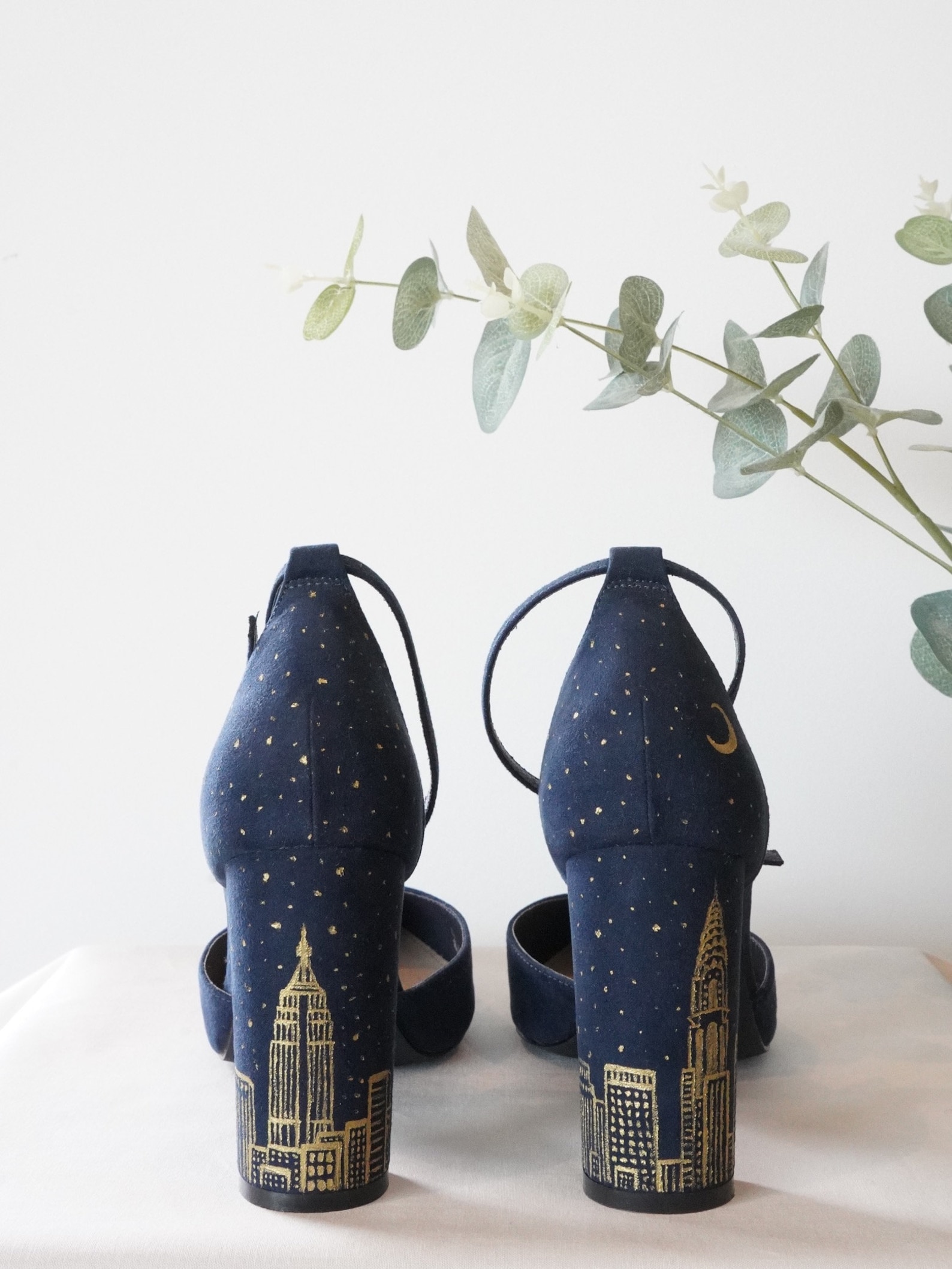 Hand Painted New York Skyline Navy Art Deco Shoes - Etsy