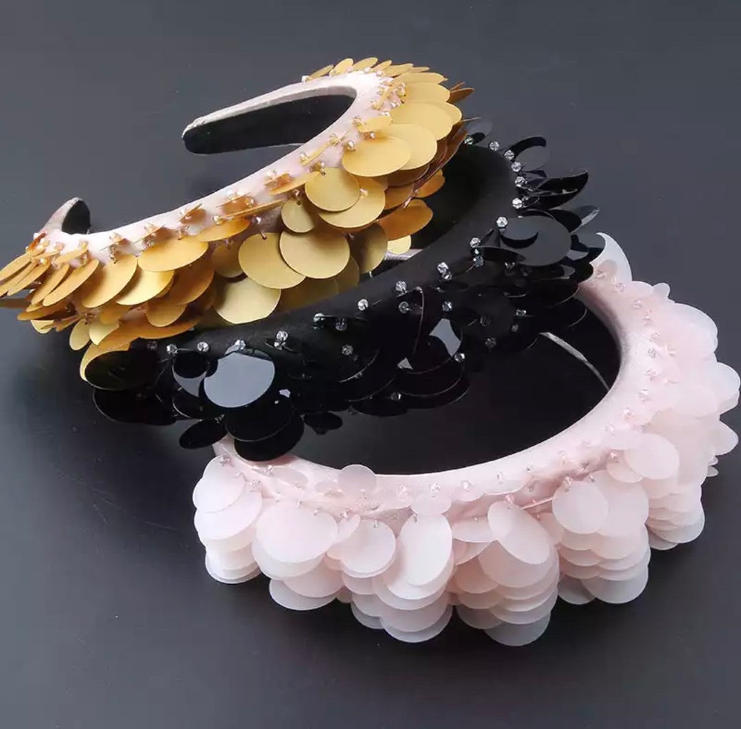 Giant Sequin Jewel Embellished Velvet Headband Etsy UK