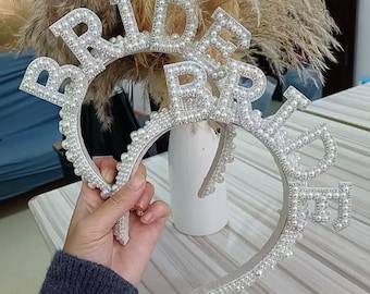 Personalised Pearl Bride Jewel Embellished diamante Hair band vintage style crown