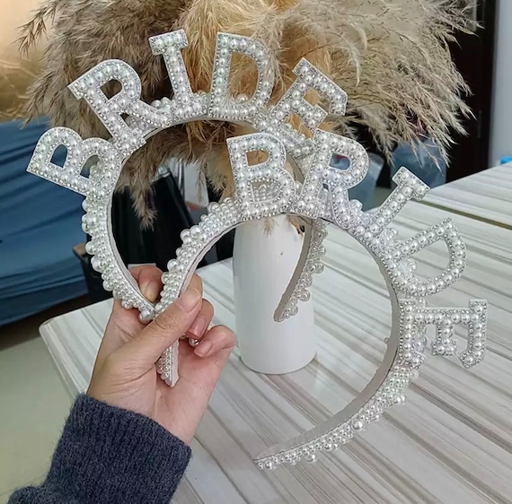 Personalised Pearl Bride Jewel Embellished Diamante Hair Band