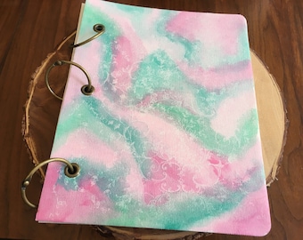 Pink & Green Canvas Scrapbook cover.