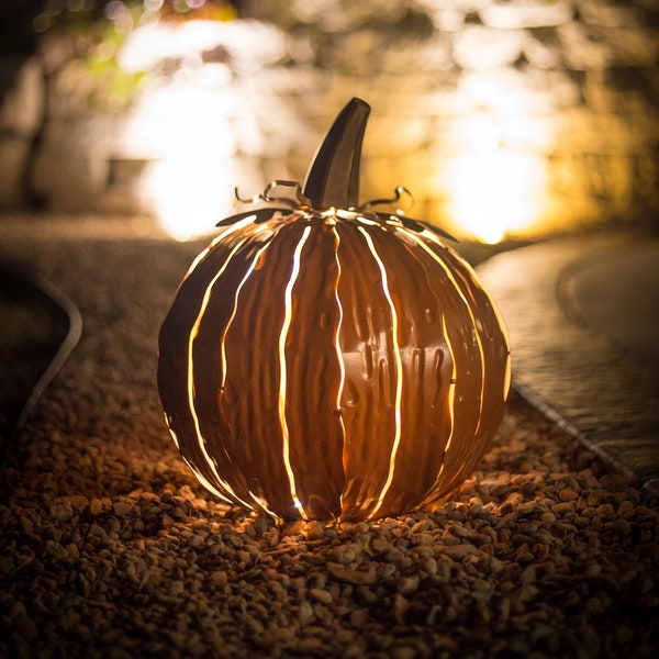 Short Orange Pumpkin Decor, Steel Pumpkin Decorations, Fall Yard Decor, Fall Front Porch, Halloween Decor, Thanksgiving Decor,