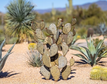 Prickly Pear Cactus Steel Garden and Landscape Sculpture Art - FREE Shipping